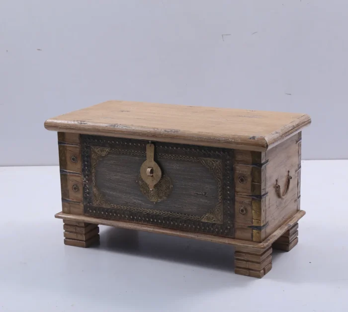 Priti Ochre And Grey Embellished Trunk - Image 1