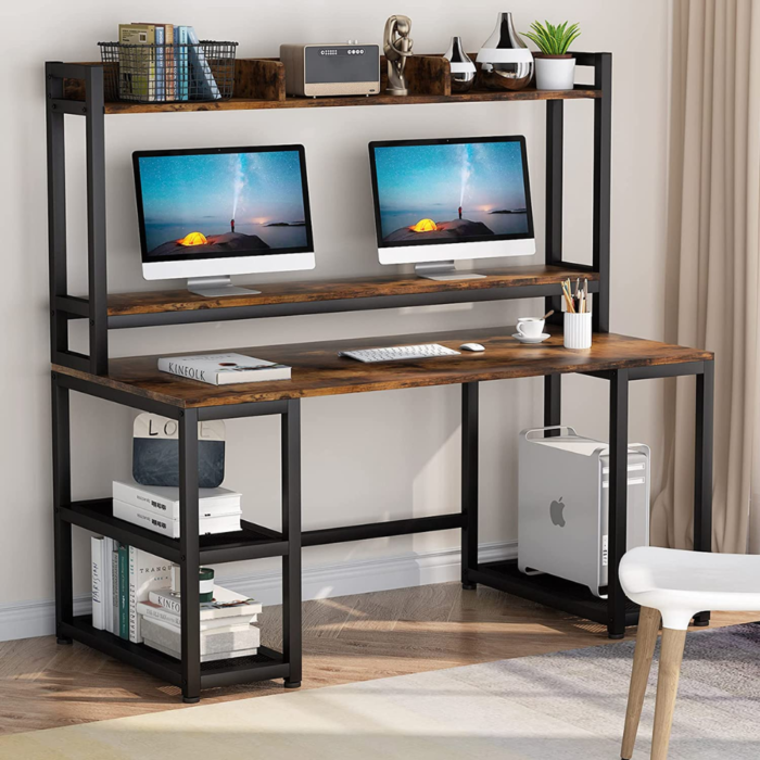 Computer Table Studying Writing Desk With Bookshelf For Home Office - Image 1