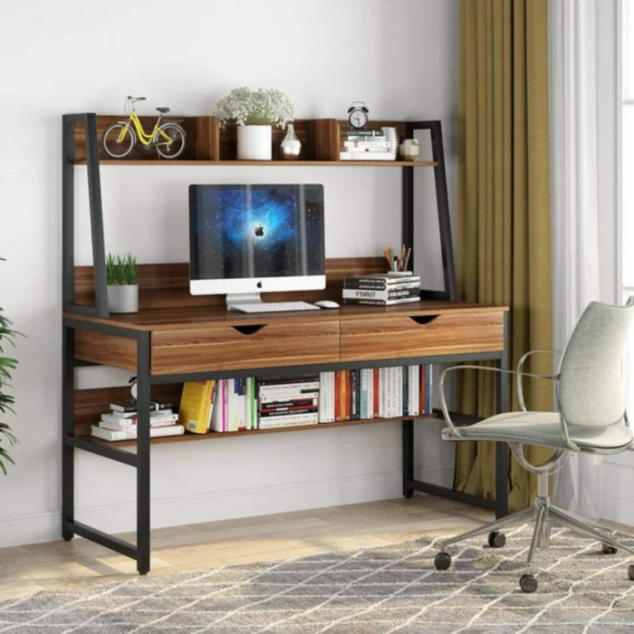 Engineering Wood Office Computer Desk Study Writing Desk with Storage Shelf - Image 1