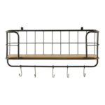 Mango Wood and Black Metal Wall Shelf - Image 4