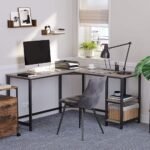 Double Cross L Shaped Workstation Of Engineering Wood Metal Table