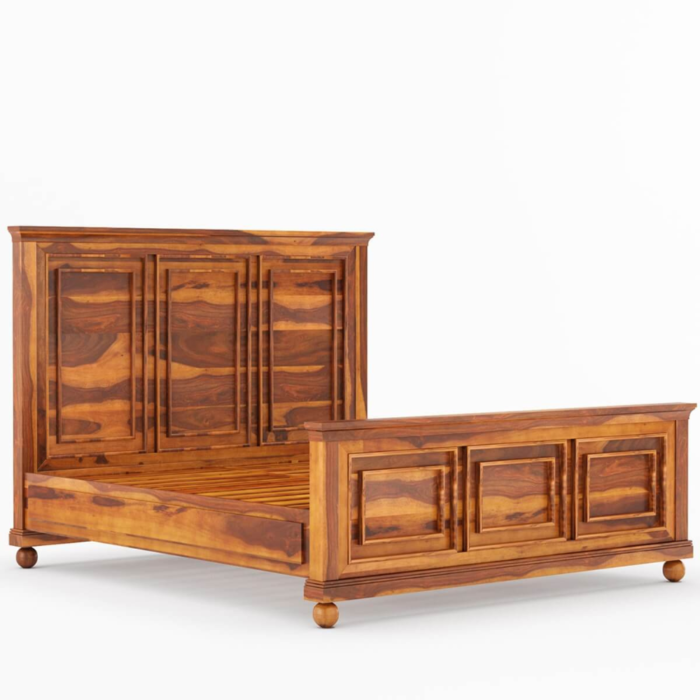 King Size Sheesham Bed | Pecos Mission Solid Wood Double Bed - Image 2