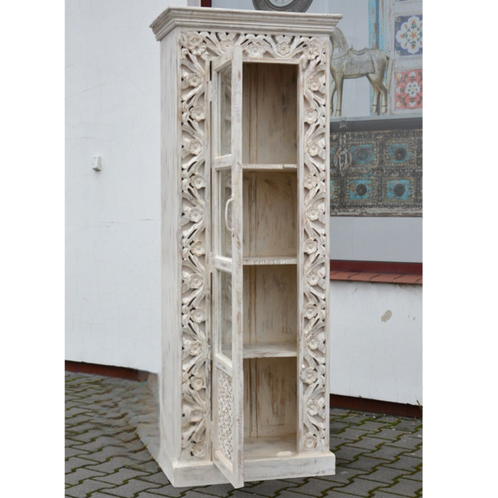 Oriental Single Door Carved Display Cabinet - Image 2