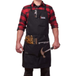PRITI - Heavy Duty Waxed Canvas Work Apron with Tool Pockets (Black), Cross-Back Straps & Adjustable M to XXL - Image 2