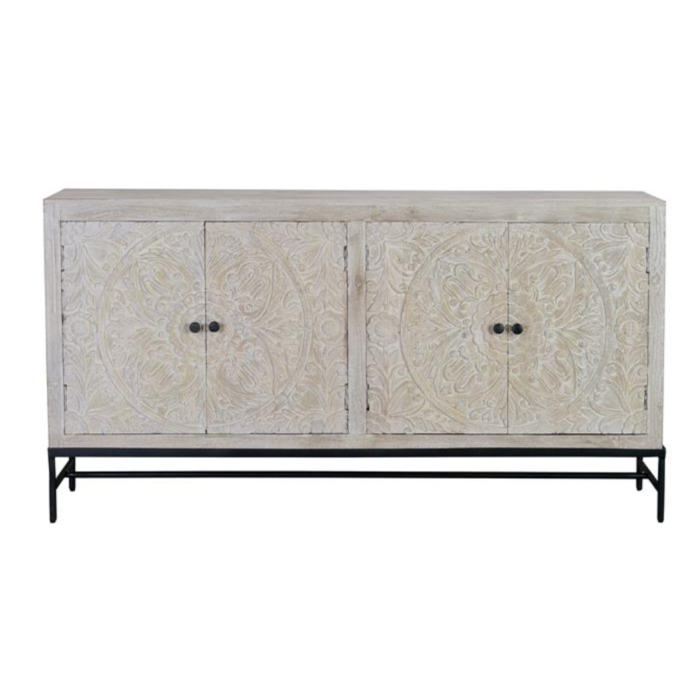 Addis Wooden With Carved Doors Sideboard - Image 3