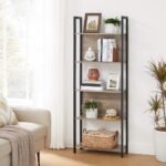 ATTRACTIVE LADDER BOOK SHELF | METAL WOOD WALL STANDING TALL SHELF