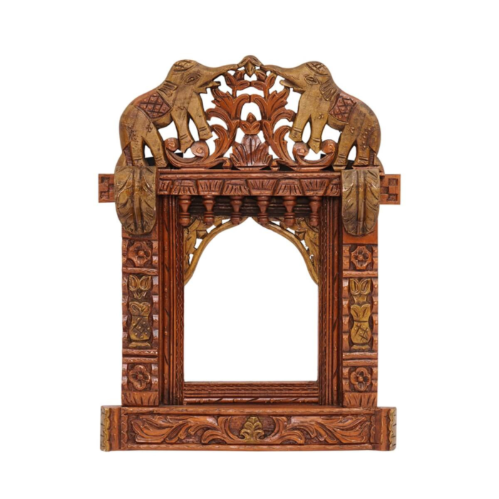 3-3.png Hand Carved Solid Wood Jharokha Wall Decor - Image 1