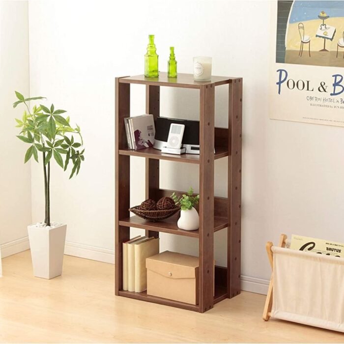 3-5.jpg Multifunctional 4-Tier Open Wooden Rack | Wood Storage Shelf - Image 1
