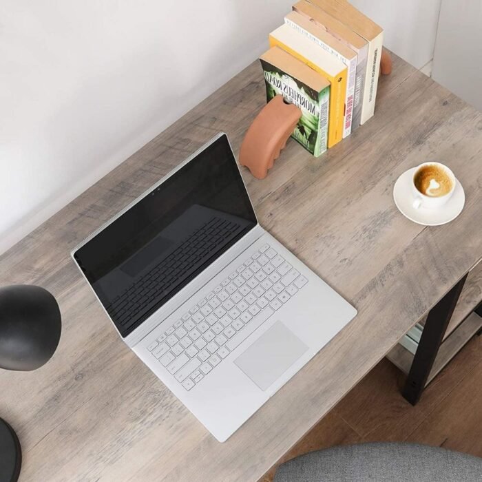 Double Cross L Shaped Workstation Of Engineering Wood Metal Table - Image 4
