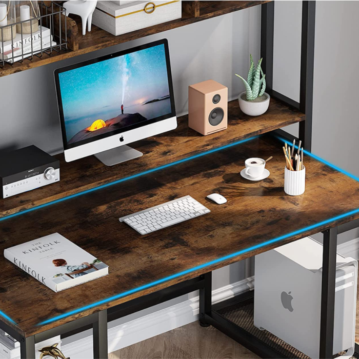Computer Table Studying Writing Desk With Bookshelf For Home Office - Image 4