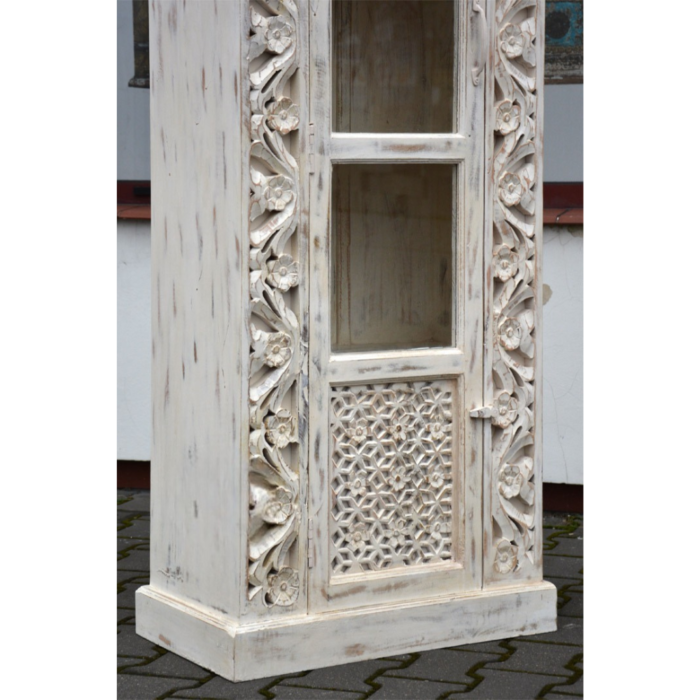 Oriental Single Door Carved Display Cabinet - Image 5