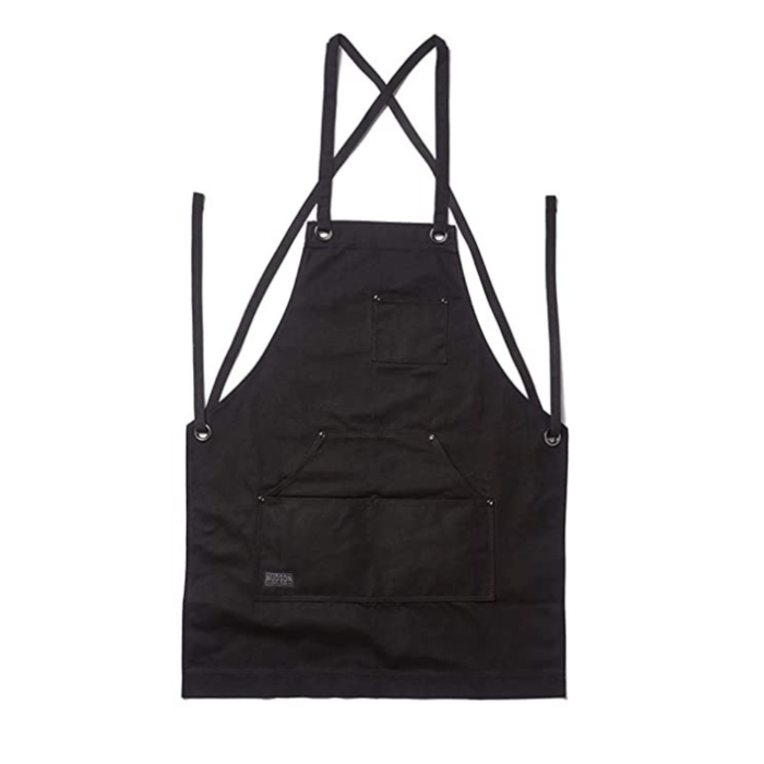 PRITI - Heavy Duty Waxed Canvas Work Apron with Tool Pockets (Black), Cross-Back Straps & Adjustable M to XXL - Image 6