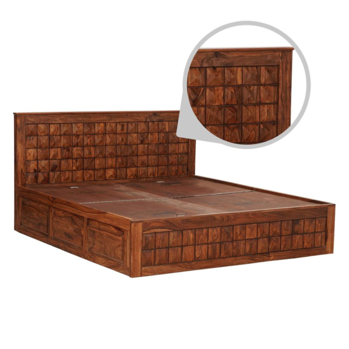 Aragorn Solid wood King Size Bed with Storage | Sheesham Beds - Image 7