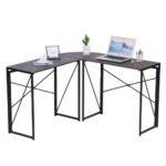 Double Cross L Shaped Computer Desk Of Engineering Wood Metal | Computer Workstation - Image 4