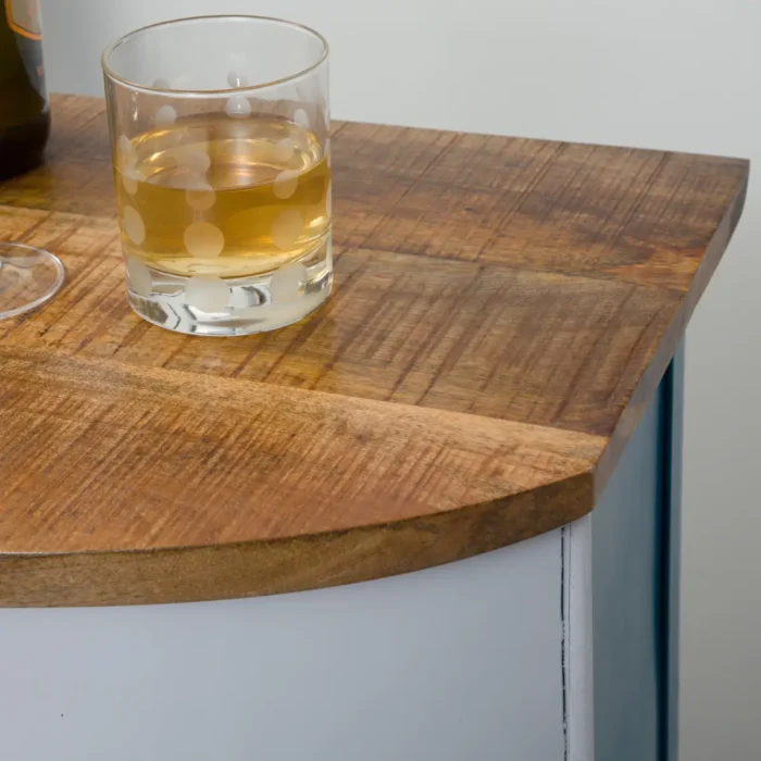 Priti Blue bar counter with mango wood top - Image 5