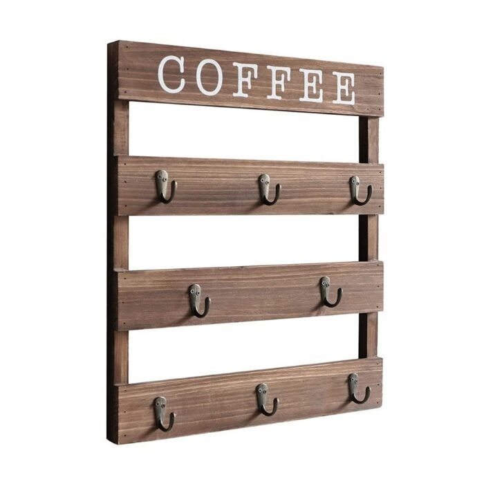 Costa Wooden Wall Shelf With 8 Hooks - Image 4