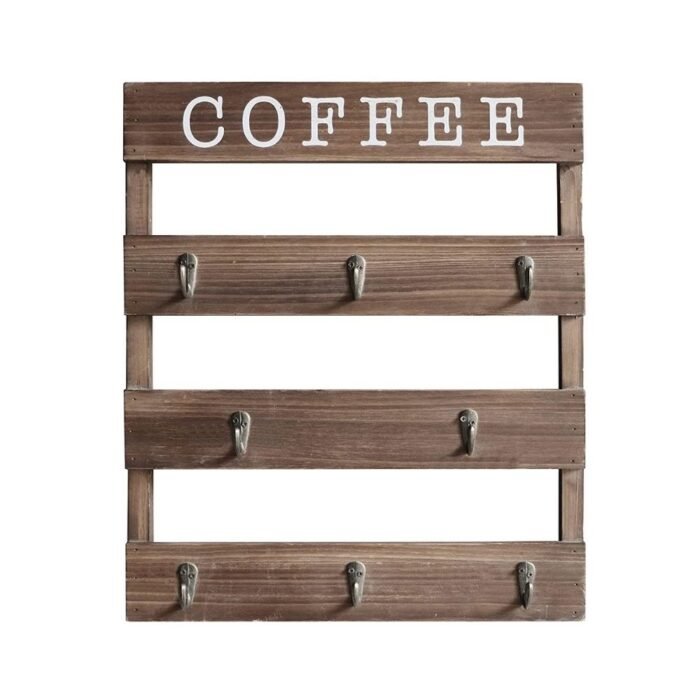 Costa Wooden Wall Shelf With 8 Hooks - Image 5