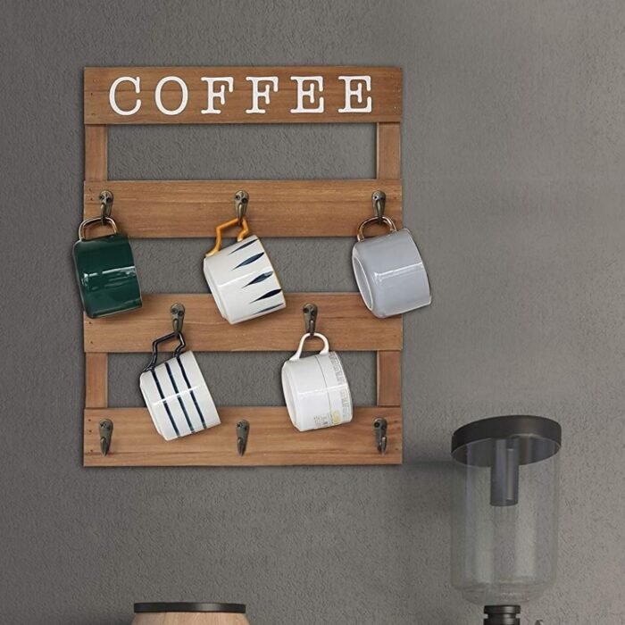 Costa-Wall-Rack-3.jpg Costa Wooden Wall Shelf With 8 Hooks - Image 1
