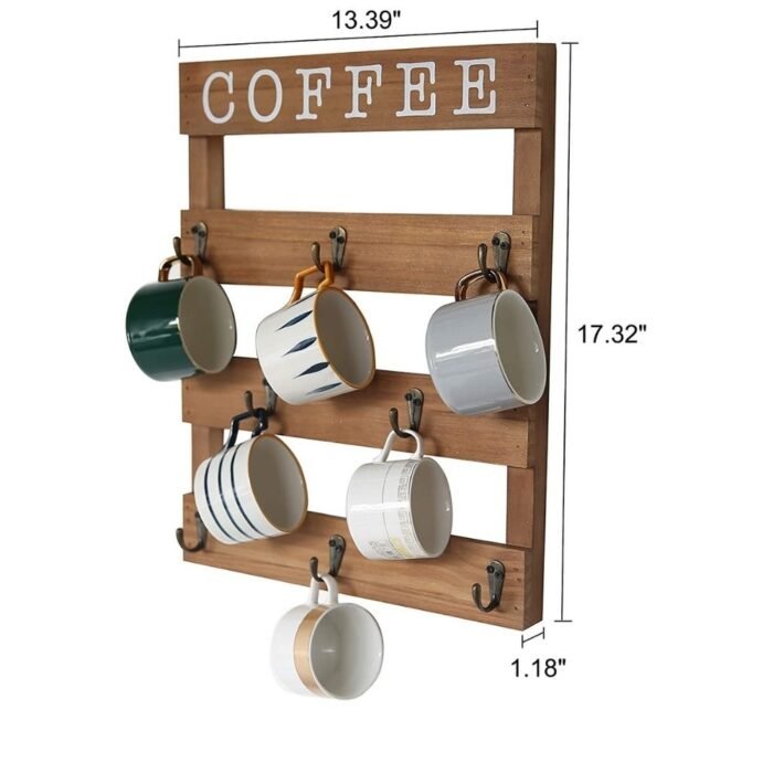 Costa Wooden Wall Shelf With 8 Hooks - Image 3