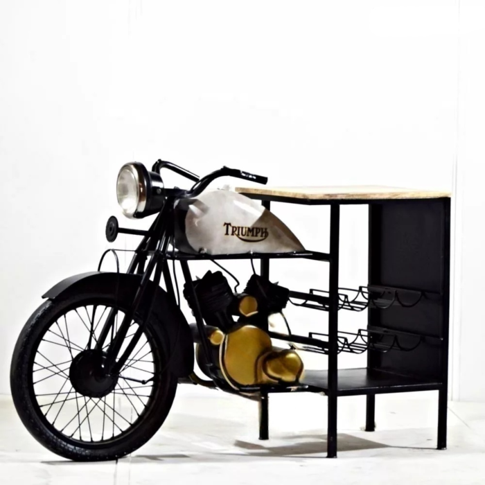 Priti Duel Finish Distress Design Automobile Wine Cabinet - Image 1