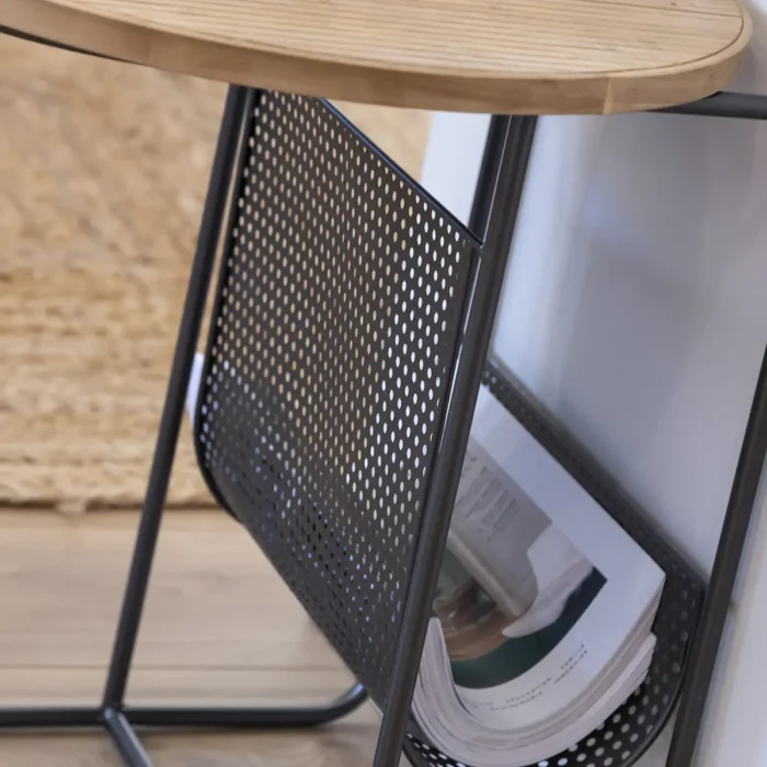 Fir Wood and Metal End Table - Image 3
