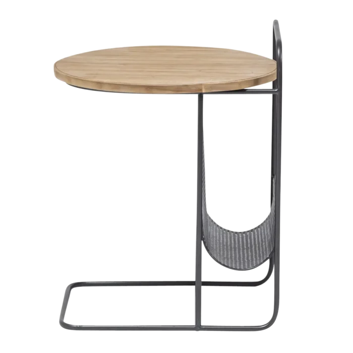 Fir Wood and Metal End Table - Image 5