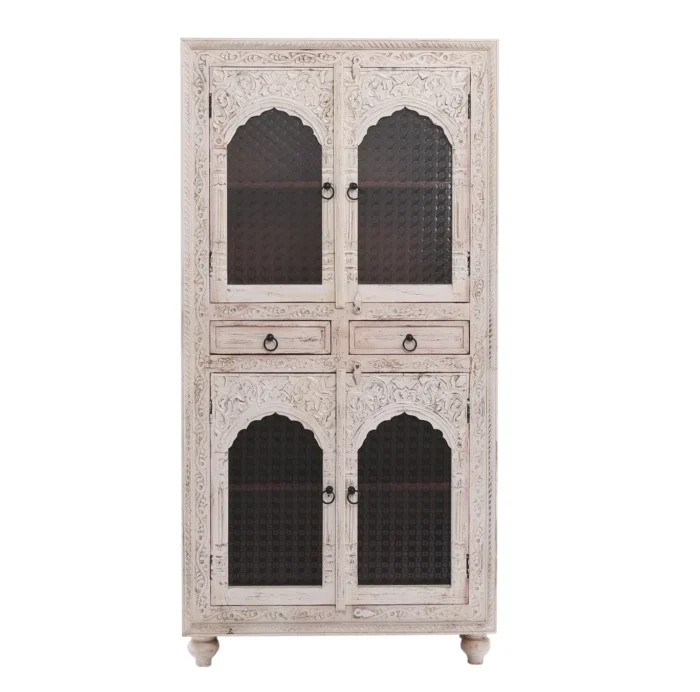 Eagle Wooden Carved White Cabinet - Image 2