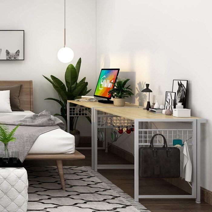 Home Office Computer Desk With Anti Skid Pad With 8 Hanging Hooks - Image 1