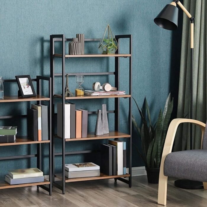 Adjustable Wooden Book Shelves With High Storage Shelves For Home And Office - Image 2