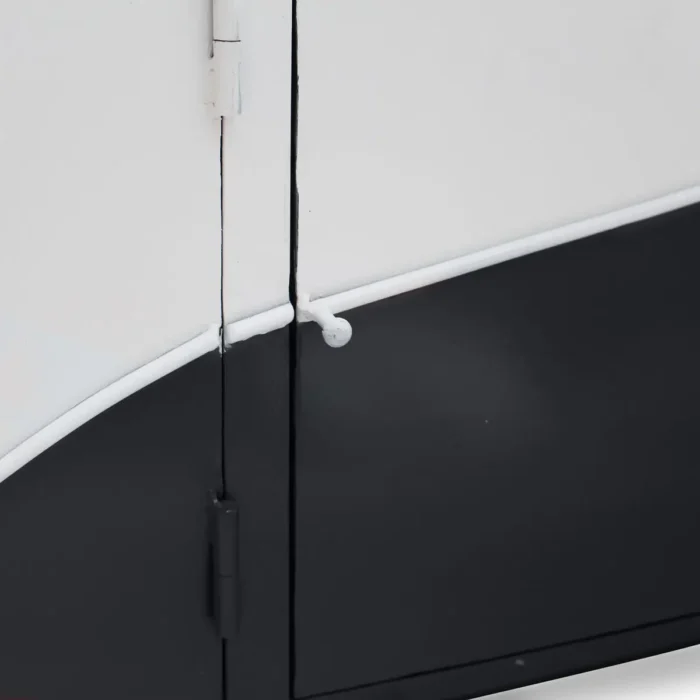 Priti Black TV cabinet with mango wood top - Image 6