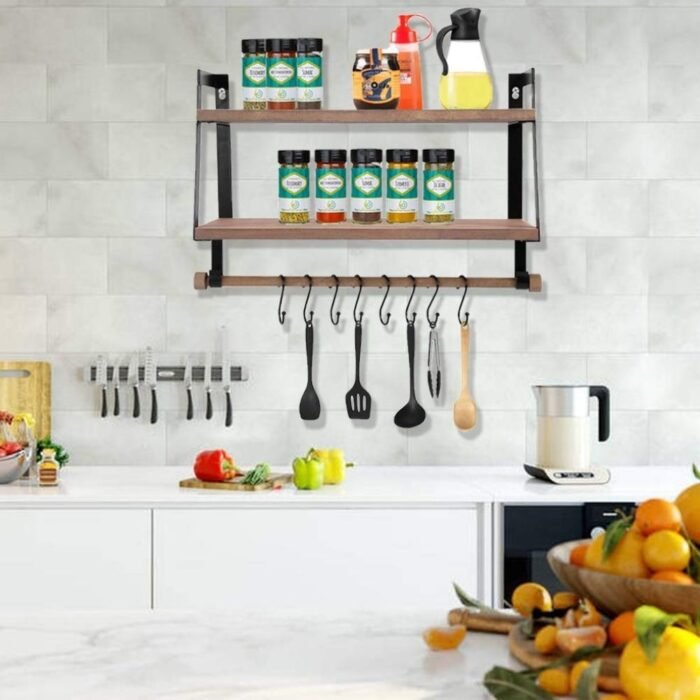 Surya-Wall-Rack-3.jpg Surya Wall Rack Made Of Metal Wood | Wall Wine Rack - Image 1
