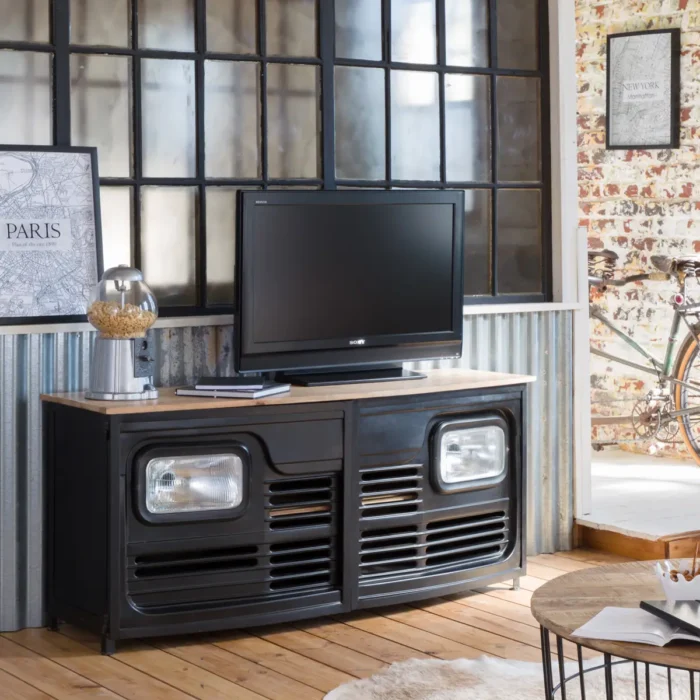 Priti Tata black metal truck TV stand - Image 1