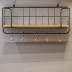 Mango Wood and Black Metal Wall Shelf