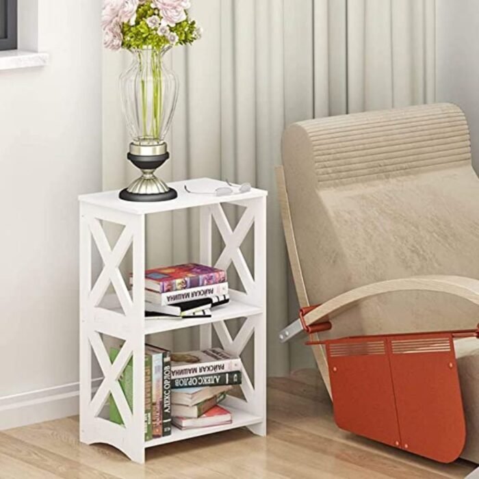 2-shelf White Wooden Side Table Provide Small Storage For Home - Image 1