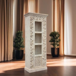 Oriental Single Door Carved Display Cabinet