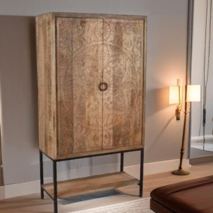 Indiana Carved Cabinet in Solid Wood