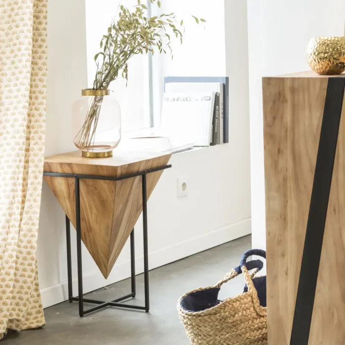 Inverted Pyramid Wooden Side Table - Image 3