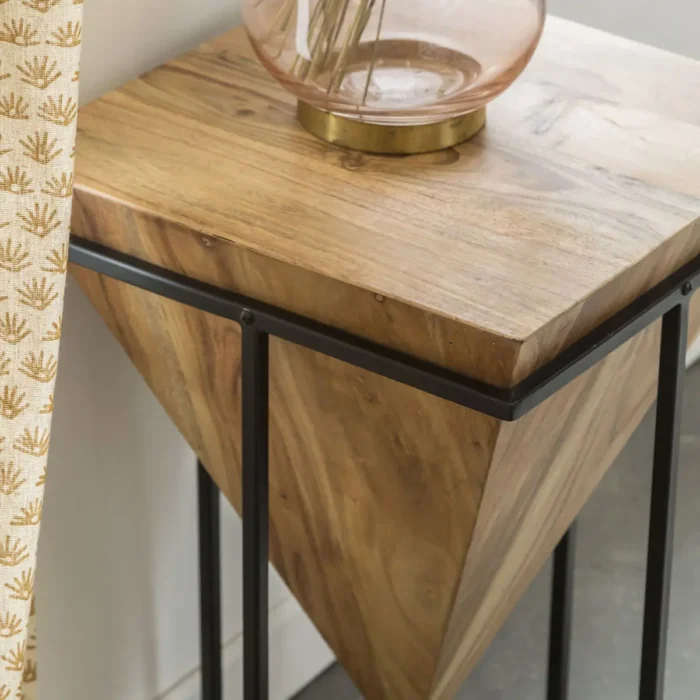 Inverted Pyramid Wooden Side Table - Image 2