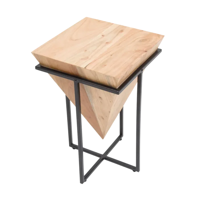Inverted Pyramid Wooden Side Table - Image 6