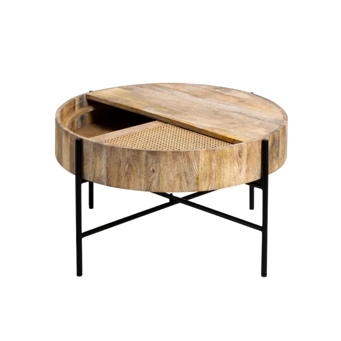 Leicester Round Wood And Cane Coffee Table - Image 4