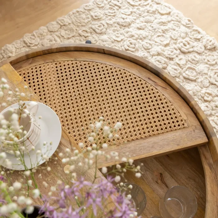 Leicester Round Wood And Cane Coffee Table - Image 5