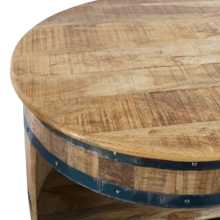 Priti Mango Wood and metal barrel bar - Image 7