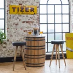 Priti Mango Wood and metal barrel bar - Image 2
