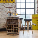 Priti Mango Wood and metal barrel bar - Image 3