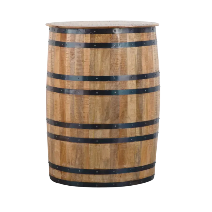 Priti Mango Wood and metal barrel bar - Image 4