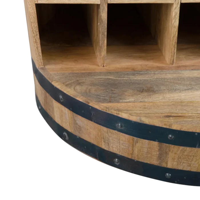 Priti Mango Wood and metal barrel bar - Image 5