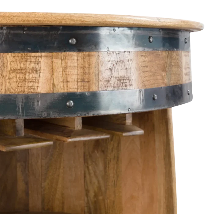 Priti Mango Wood and metal barrel bar - Image 6