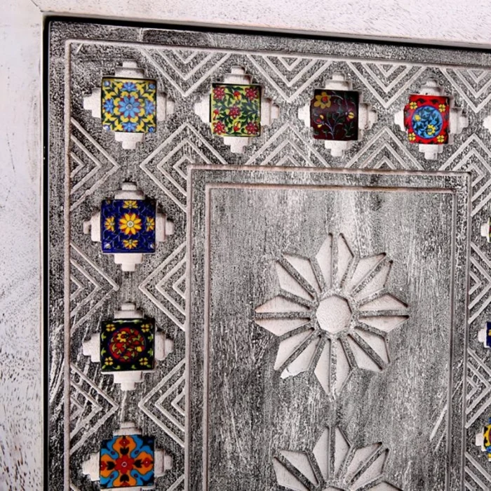 Crown Grey Wash Carved Cabinet - Image 3
