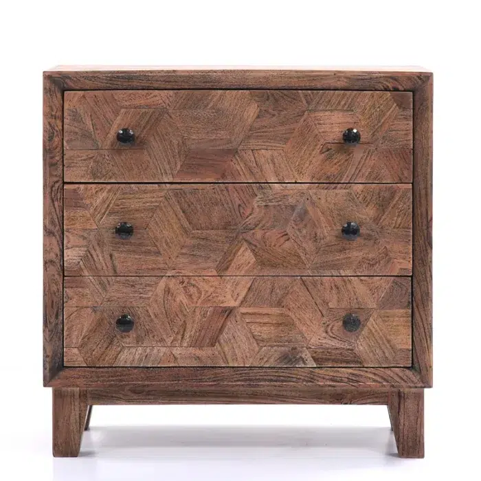 Abuja Walnut Wash Carved 3 Drawer Chest - Image 2