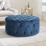40” Wide Velvet Tufted Round Cocktail Poufs